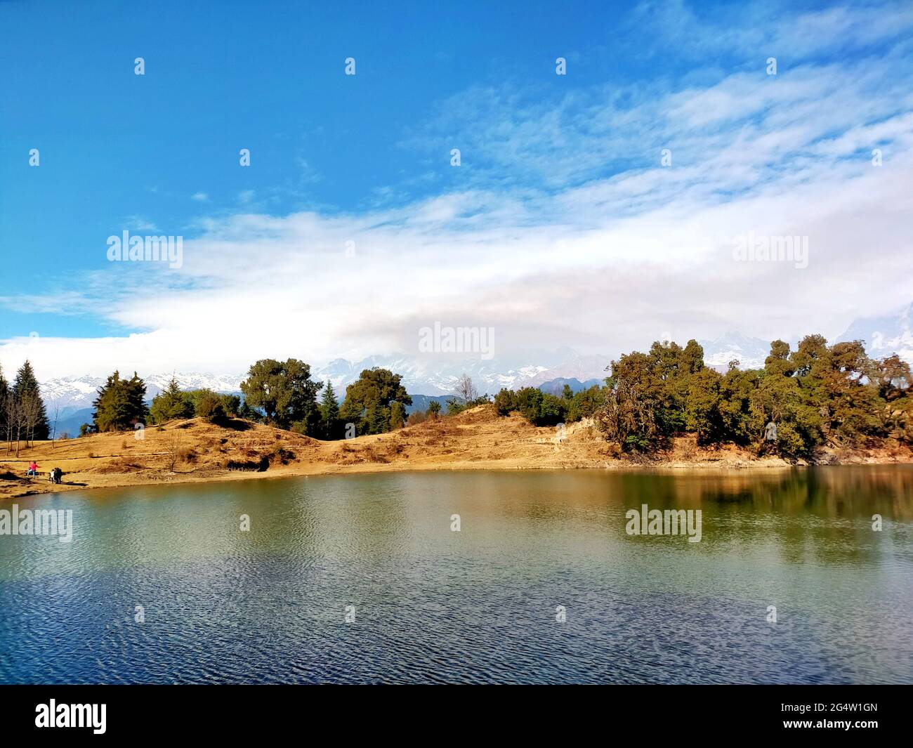 Scenic view of Lake and mountains against Sky in india Stock Photo