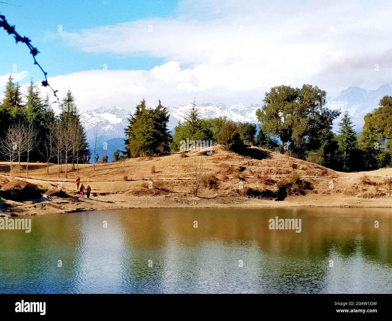 Scenic view of Lake and mountains against Sky in india Stock Photo