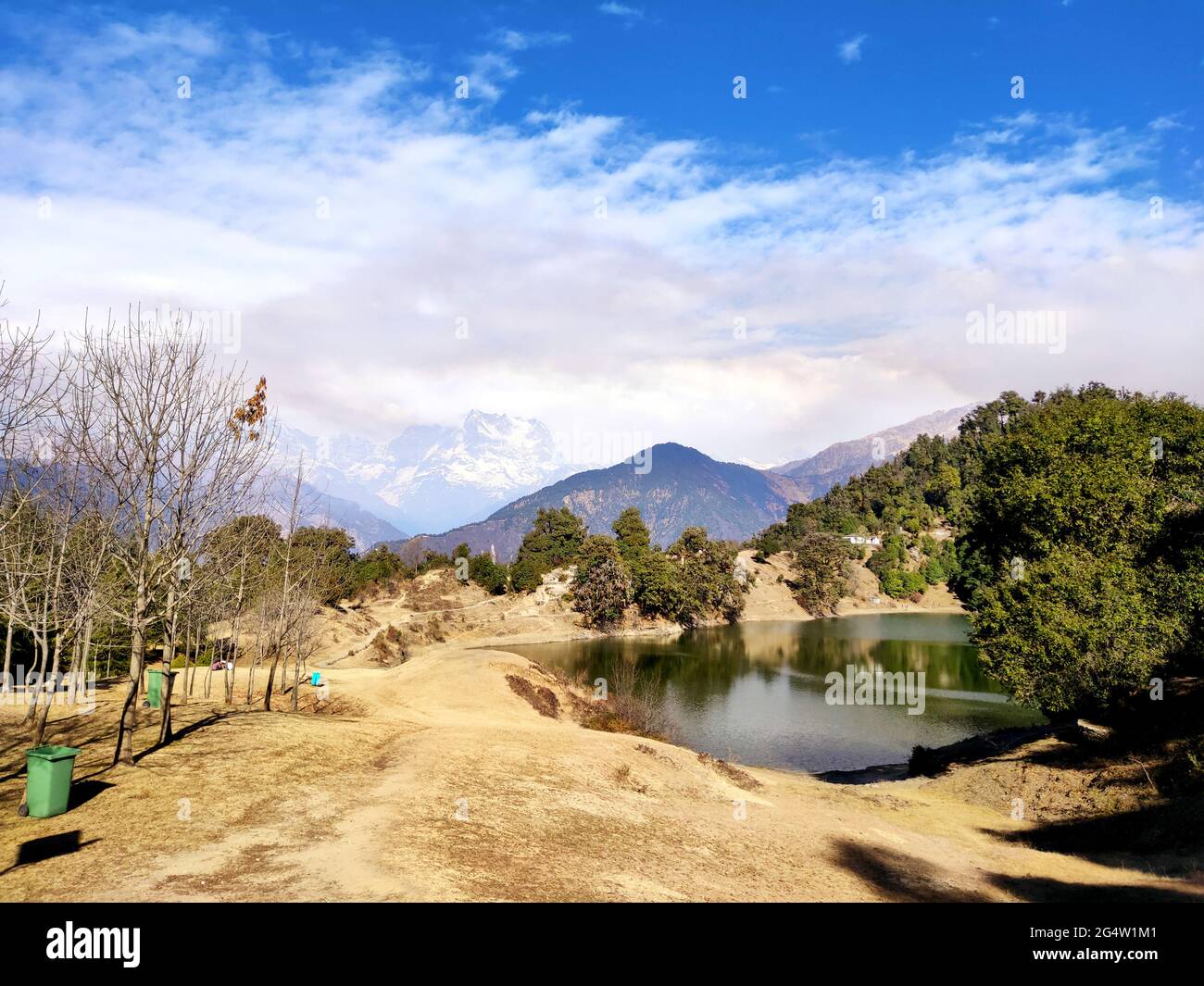 Scenic view of Lake and mountains against Sky in india Stock Photo