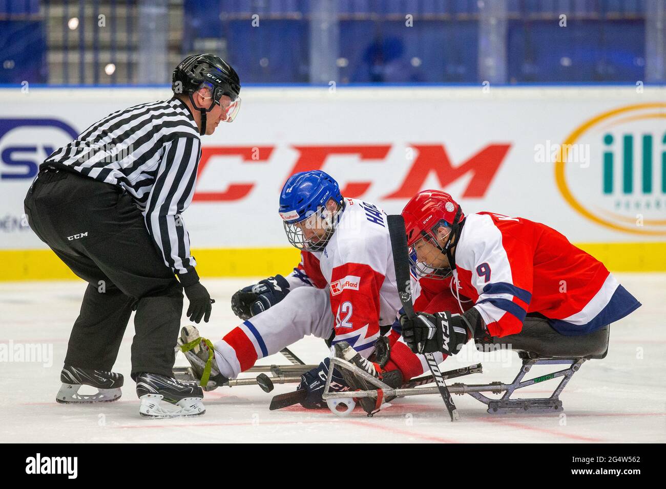 Ostrava, Czech Republic. 23rd June, 2021. LR Para icehockey players