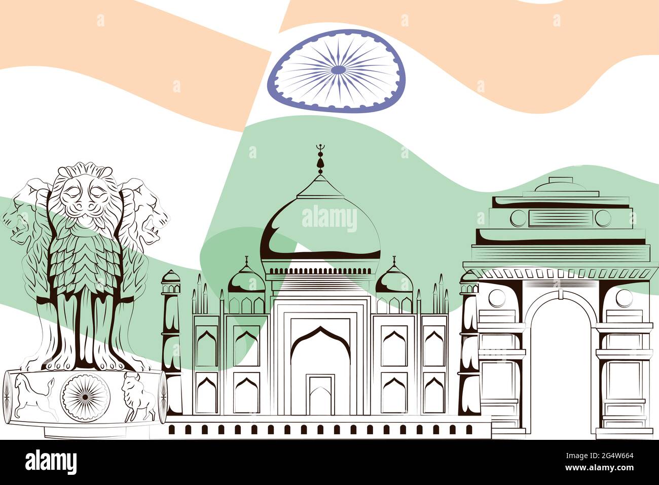 Happy india independence day poster with landmarks Stock Vector Image ...