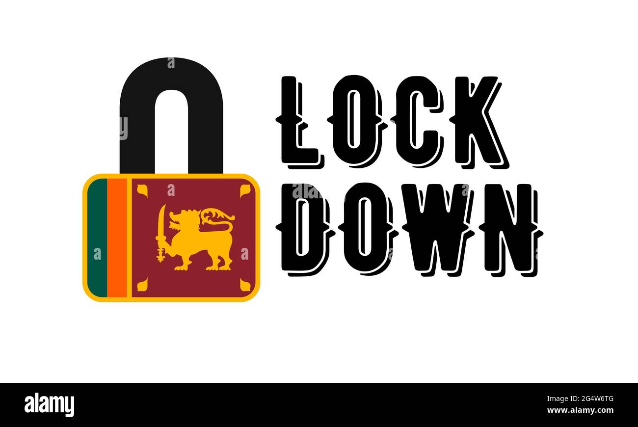 Sri Lanka Lockdown for Coronavirus Outbreak quarantine. Covid-19 Pandemic Crisis Emergency. Sri Lankan flag lockdown concept illustration Stock Photo