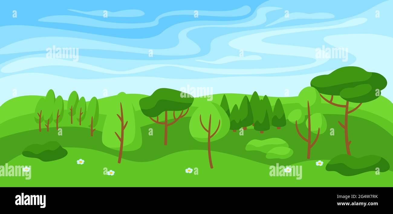 Summer landscape with forest, trees and bushes Stock Vector Image & Art ...