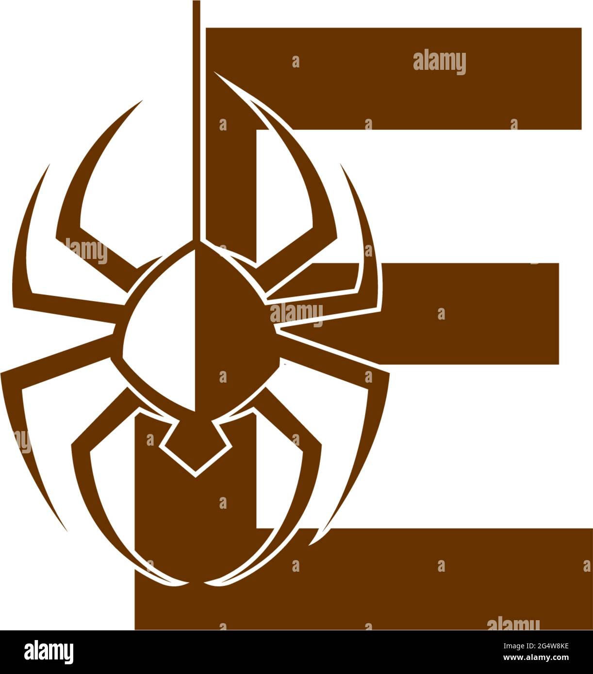Letter E with spider icon logo design template vector Stock Vector