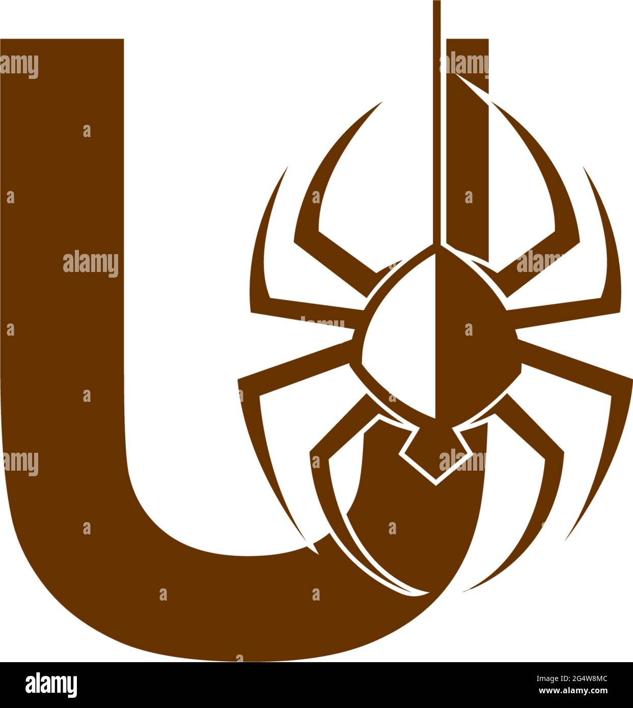 Letter U with spider icon logo design template vector Stock Vector