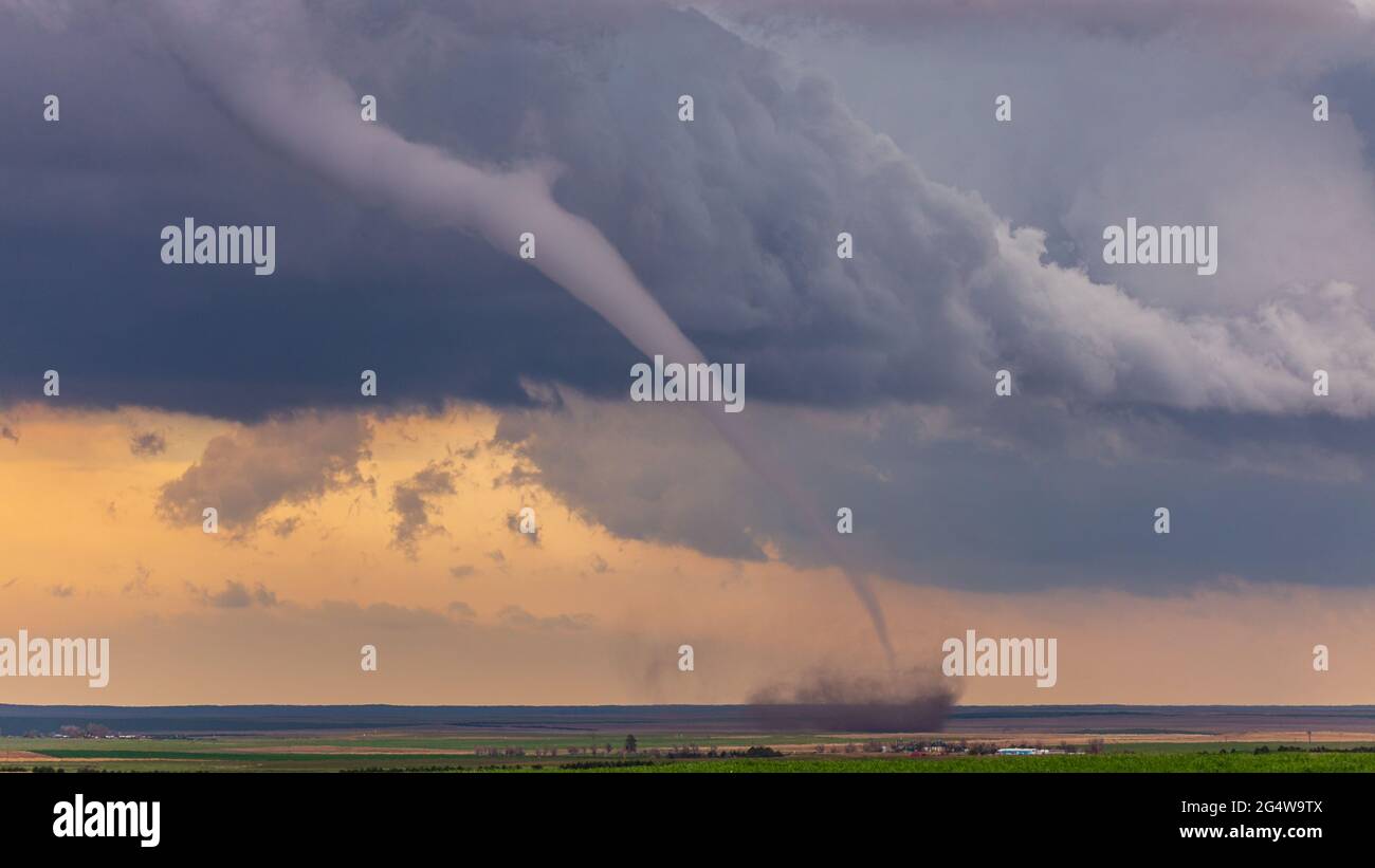 Rope Tornado touches down on the eastern Colorado plains in Northeast Colorado Stock Photo