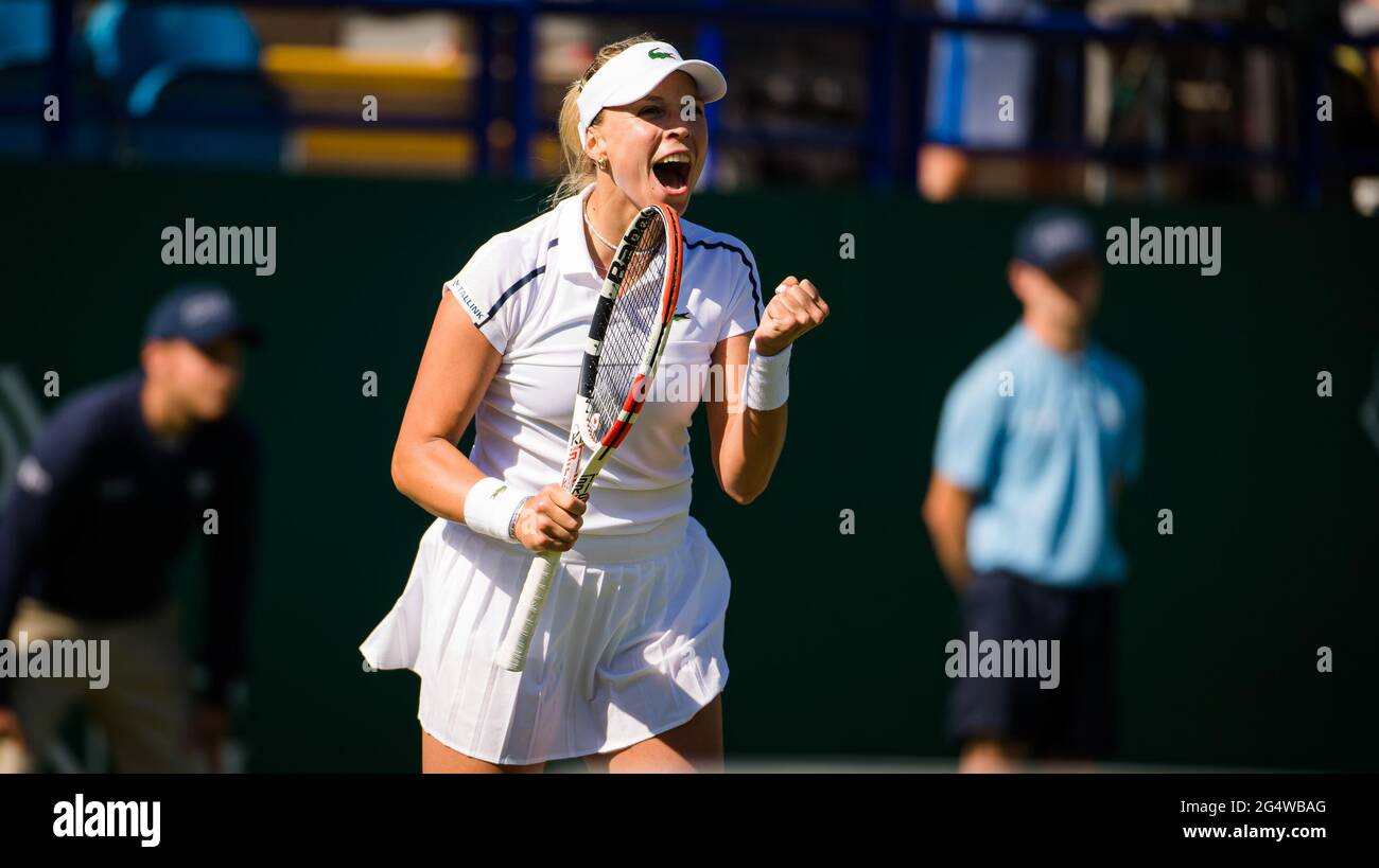 Eastbourne, UK. 23rd June, 2021. Anett Kontaveit of Estonia in action  against Bianca Andreescu of Canada during her second-round match at the  2021 Viking International WTA 500 tennis tournament on June 23,
