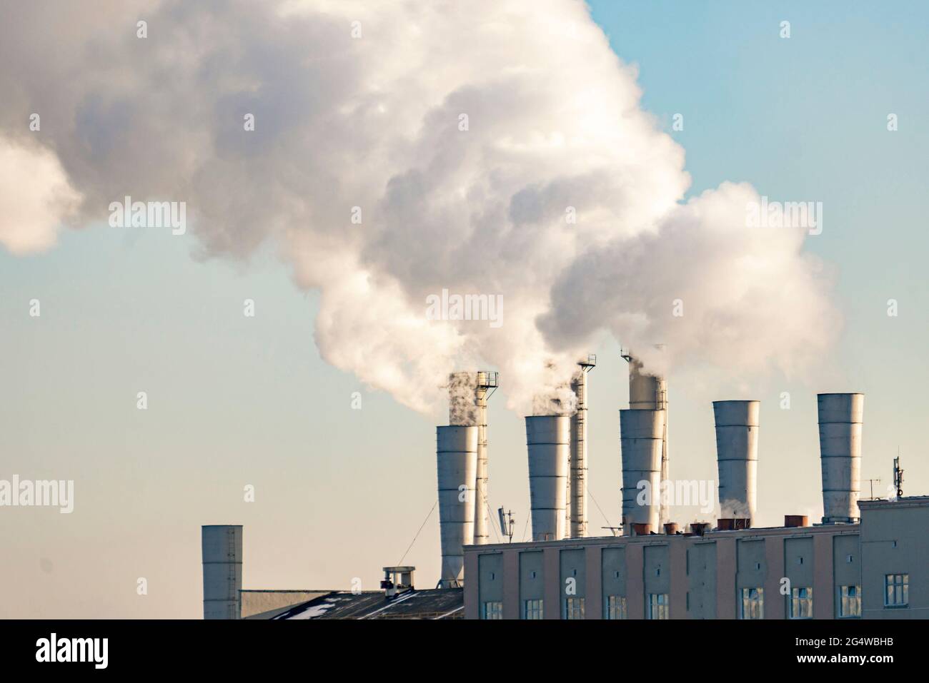 environmental problem. factory pipes develop air pollution Stock Photo ...