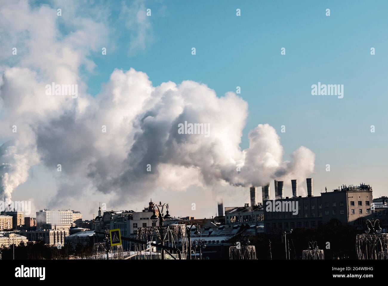 environmental problem. factory pipes develop air pollution Stock Photo ...