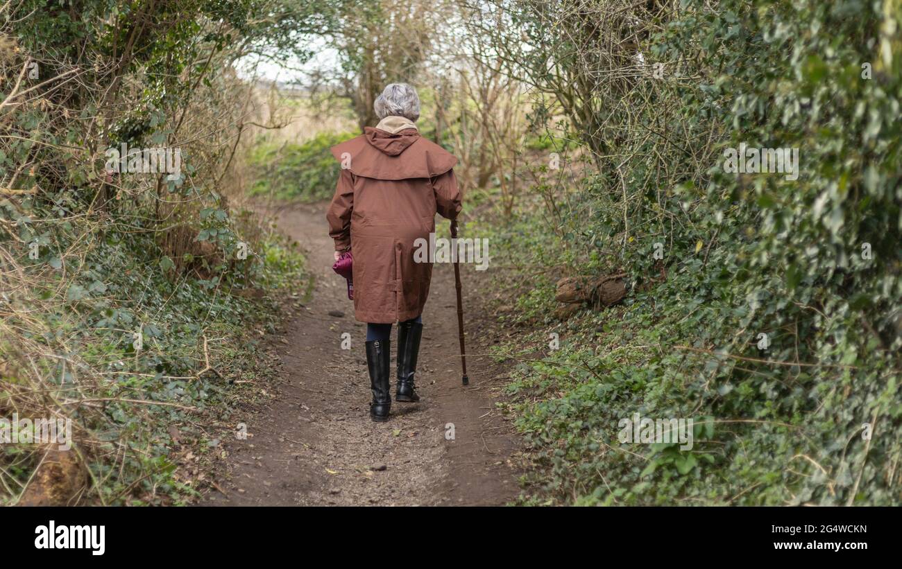 Lady walking with walking stick hi-res stock photography and images - Alamy