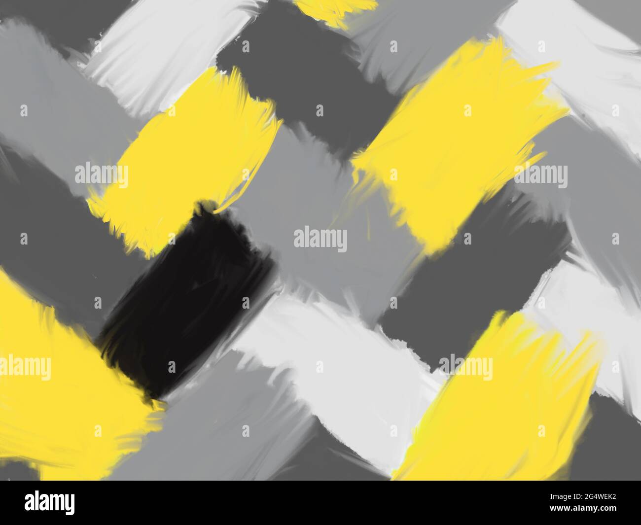 Abstract background texture in 2021 colors of the year Illuminating Yellow and Ultimate Gray, digitally hand-painted herringbone pattern with other sh Stock Photo