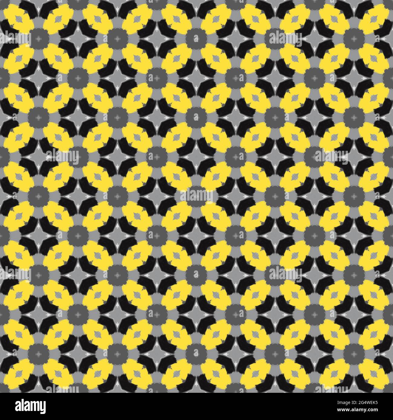 Seamless abstract background texture in 2021 colors of the year Illuminating Yellow and Ultimate Gray, computer generated from a digitally hand-painte Stock Photo