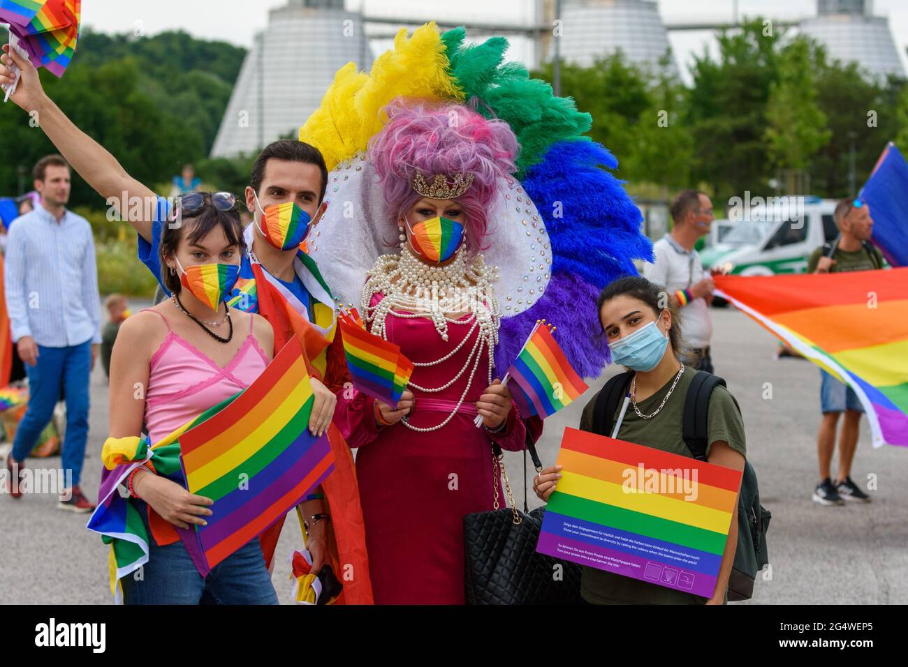 Munich, Germany. 23rd June, 2021. LGBTQ supporter before Germany v Hungary  in UEFA EURO 2020 City Munich on the Day of Germany v Hungary Credit: SPP  Sport Press Photo. /Alamy Live News