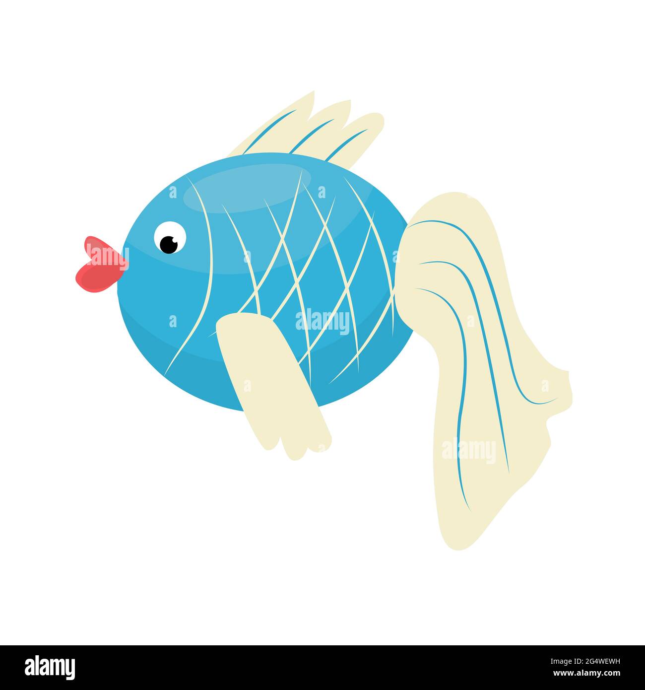 Beautiful blue fish icon isolated vector illustration Stock Vector
