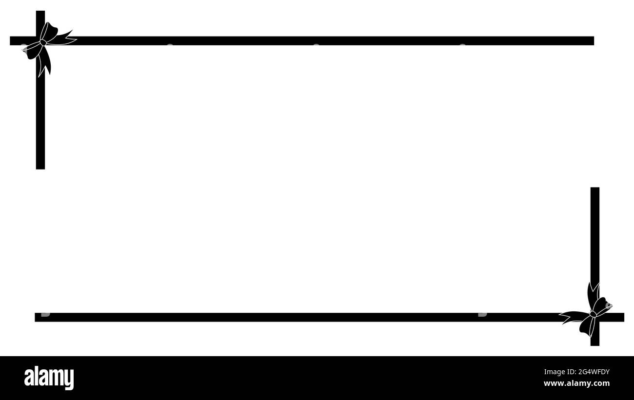 background black and white frame with black ribbon on the corner Stock