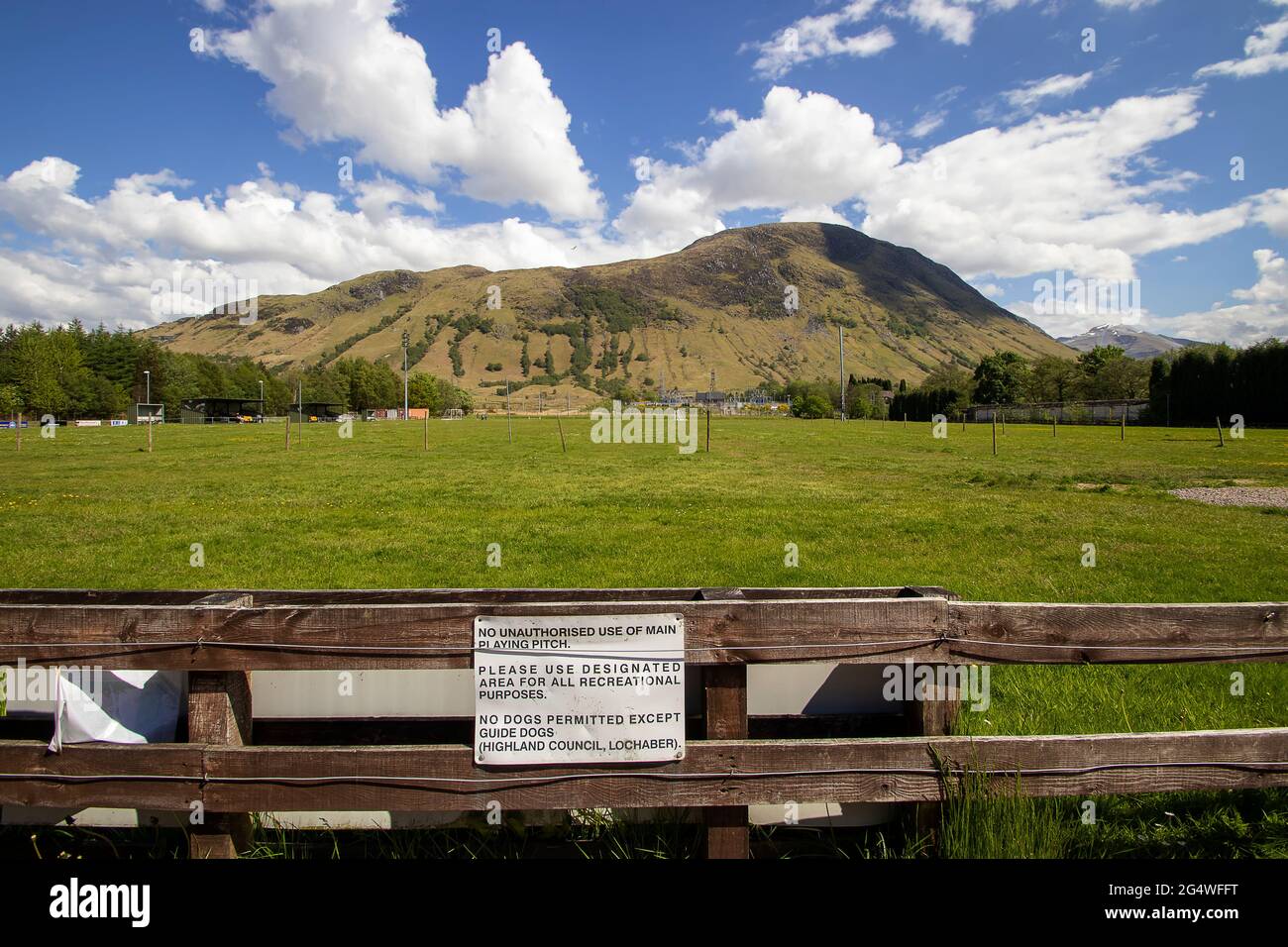 Claggan Park is the home of Highland League side, Fort William Football Club in Scotland, UK Stock Photo