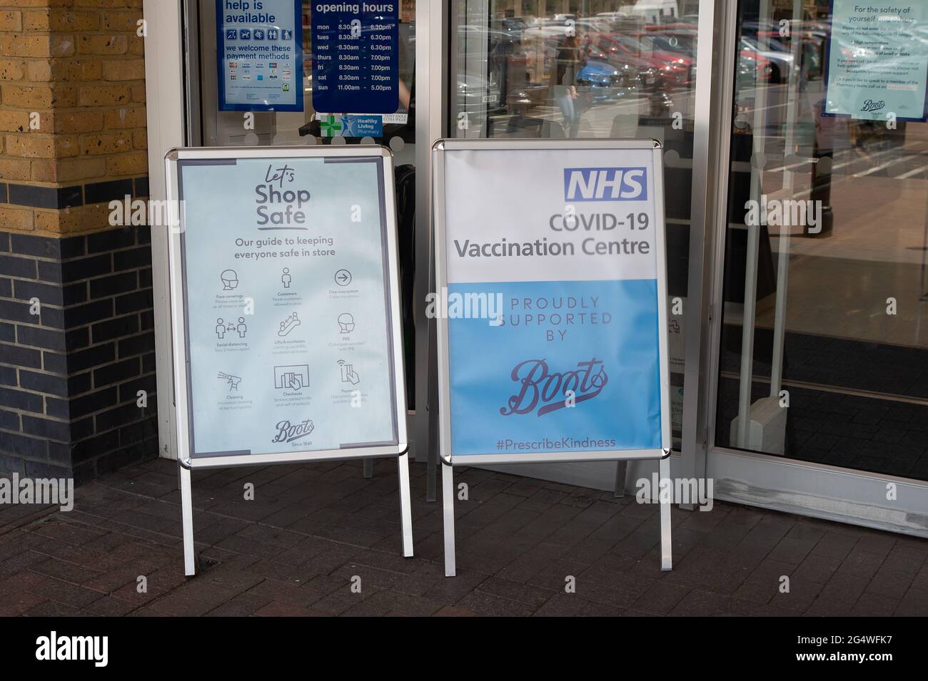 StainesuponThames, Surrey, UK. 23rd June, 2021. Boots are doing Covid