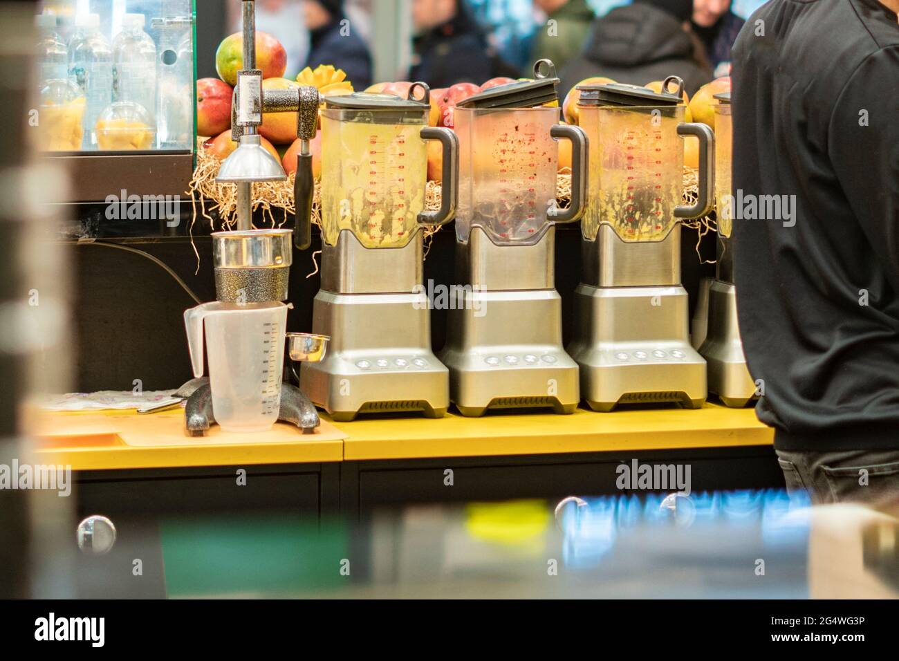 fresh fruit juice bar. a place of making and selling juice Stock Photo