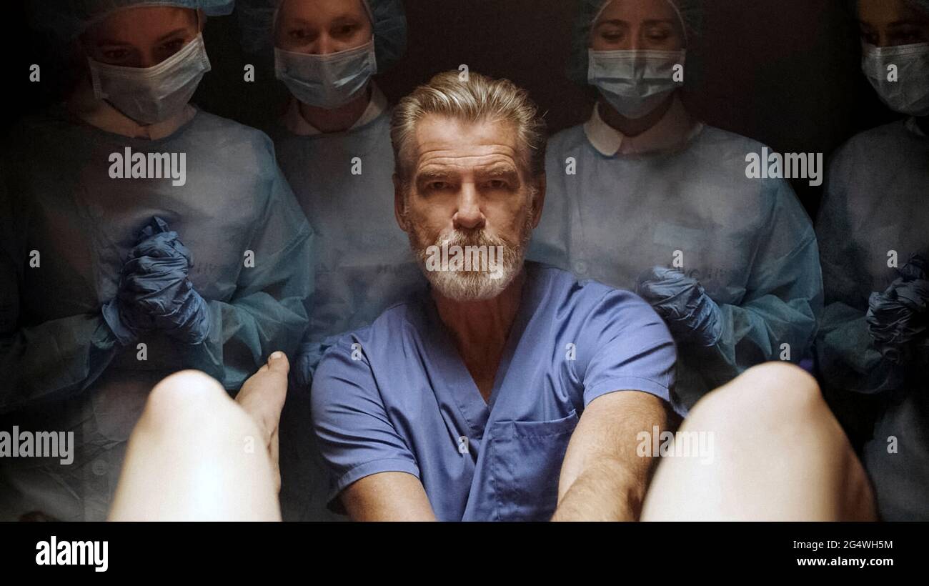 False Positive (2021) directed by John Lee and starring Pierce Brosnan as Dr Hindle a fertility doctor in this disturbing horror. Stock Photo
