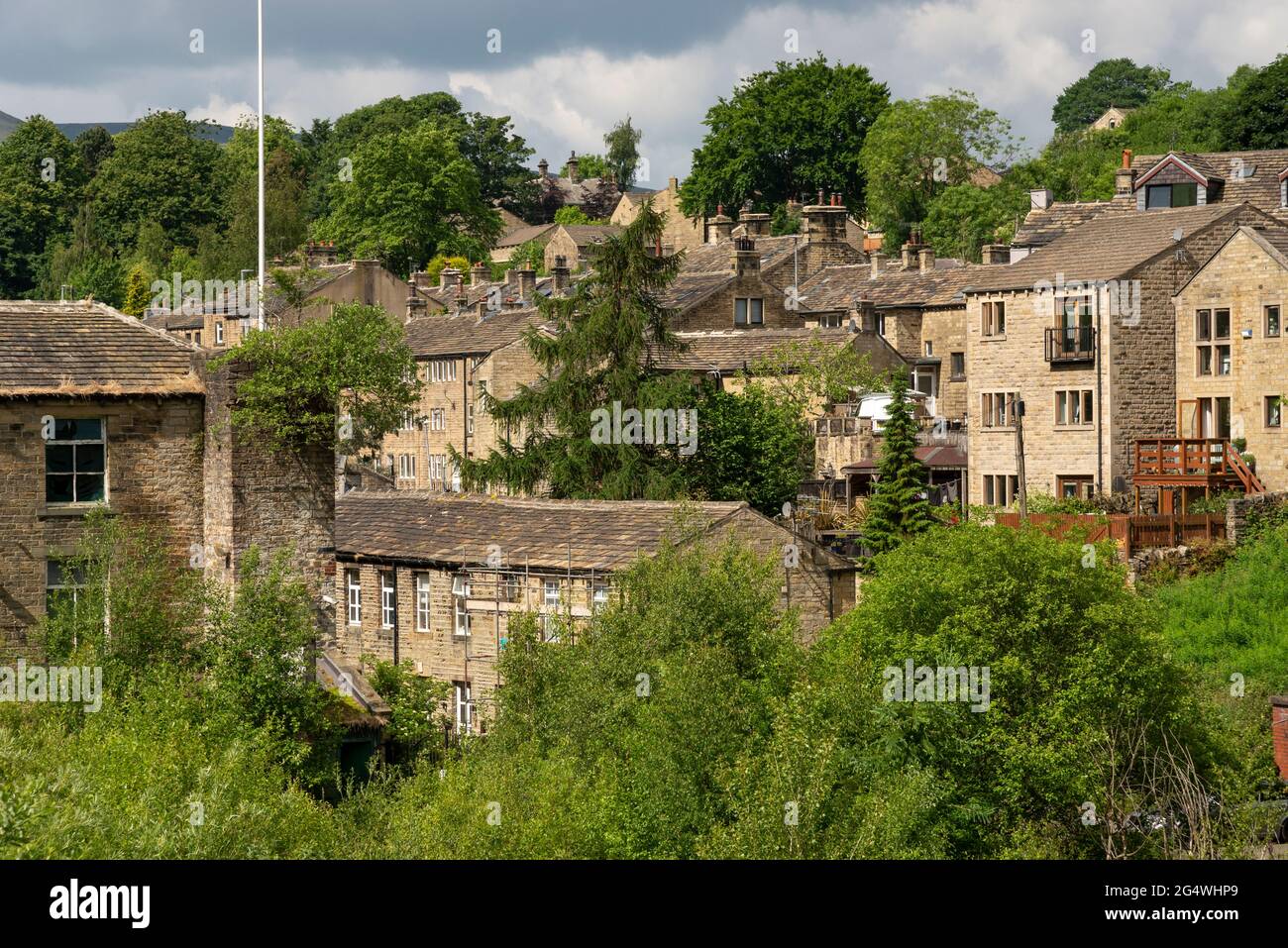 Hinchliffe Mill near Homlfirth, West Yorkshire, England. A village used in filming tv comedy 'Last of the Summer Wine' Stock Photo