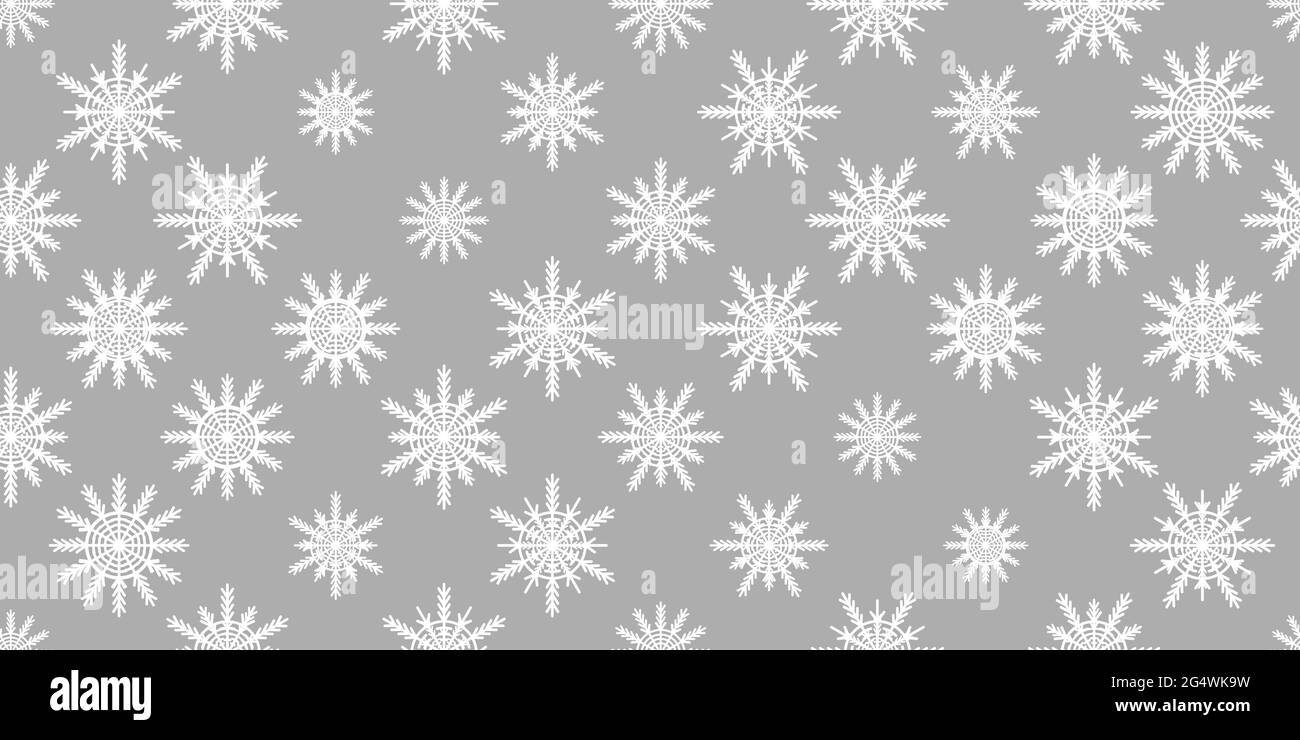 Winter seamless pattern with white snowflakes on grey background ...
