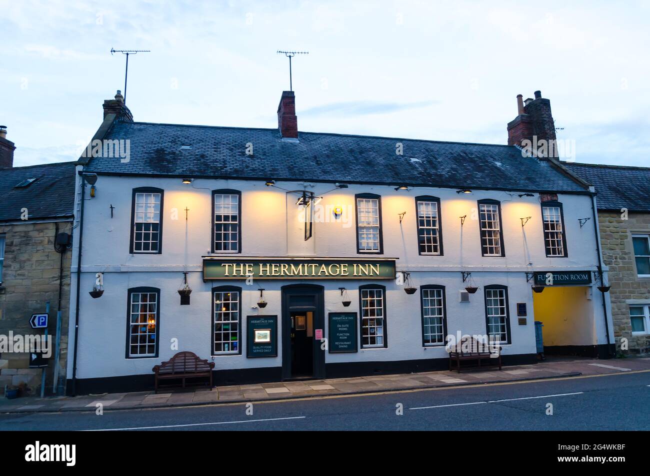 The Hermitage Inn Public House at Warkworth, Northumberland Stock Photo