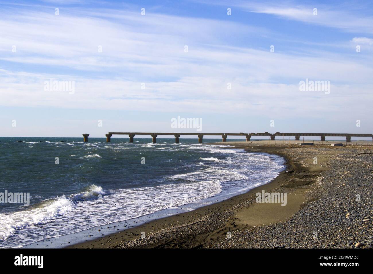 Closeup shot of a landscape with an empty sea beach in Anaklia in Georgia Stock Photo
