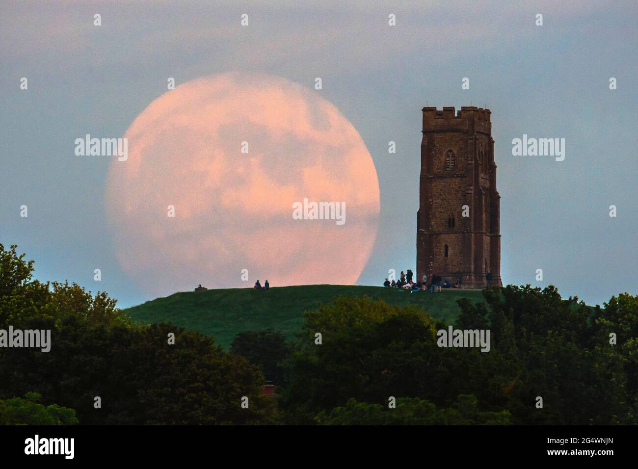 Glastonbury, Somerset, UK. 23rd June 2021. UK Weather. The almost full