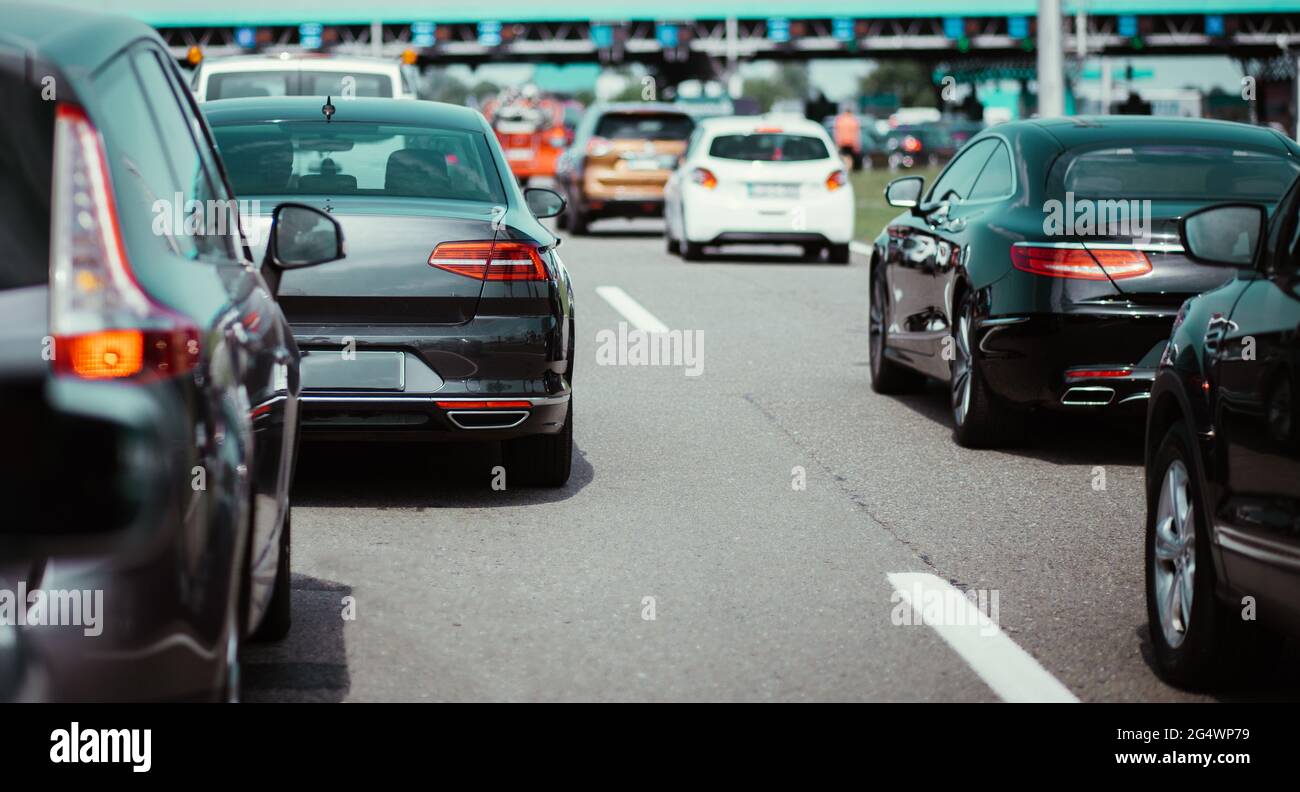 Cars in traffic jam on road Stock Photo Alamy