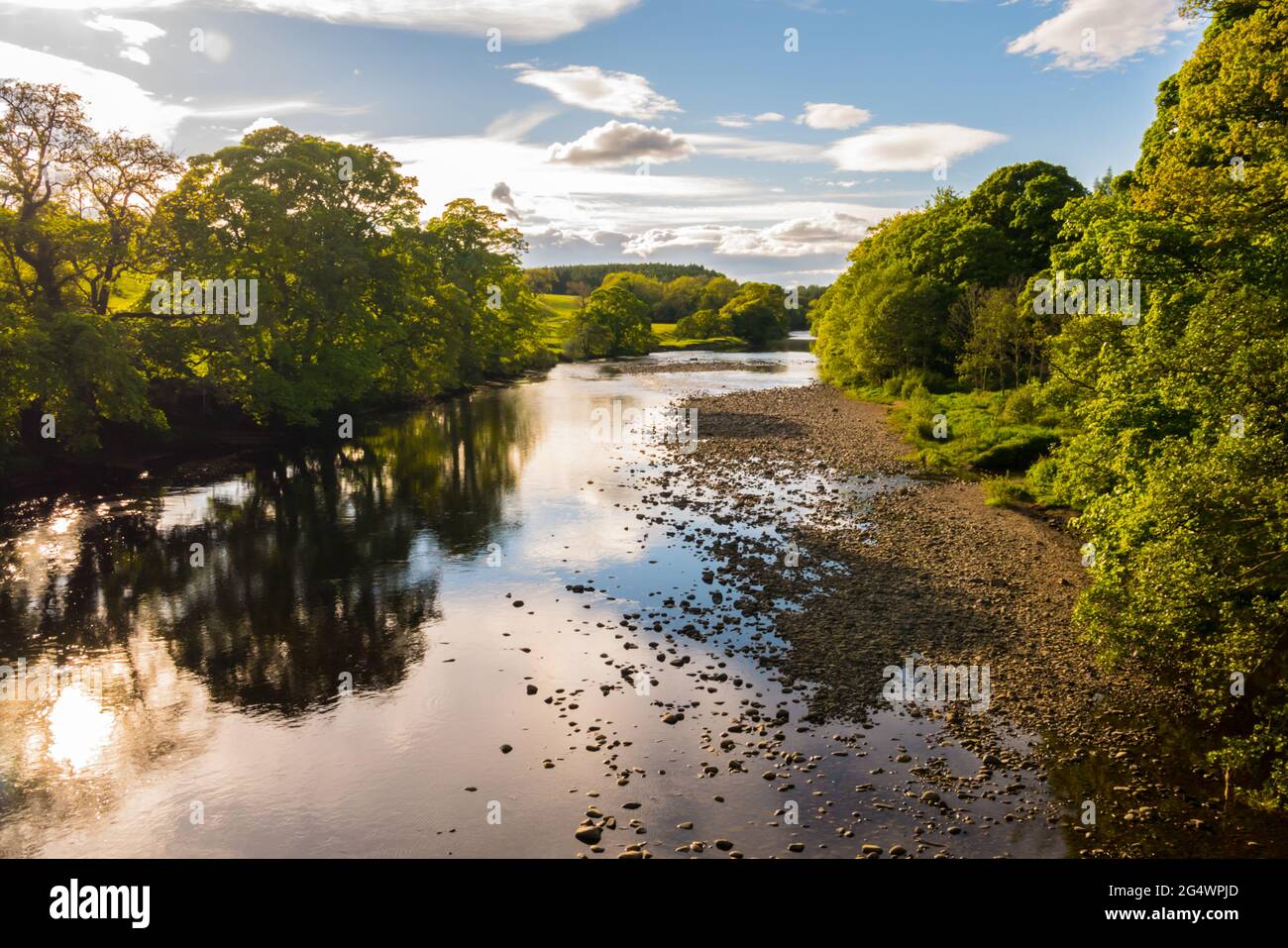 River Tees Landscape Photograph from Deepdale Aqueduct and Bridge, Barnard Castle, Teesdale Stock Photo