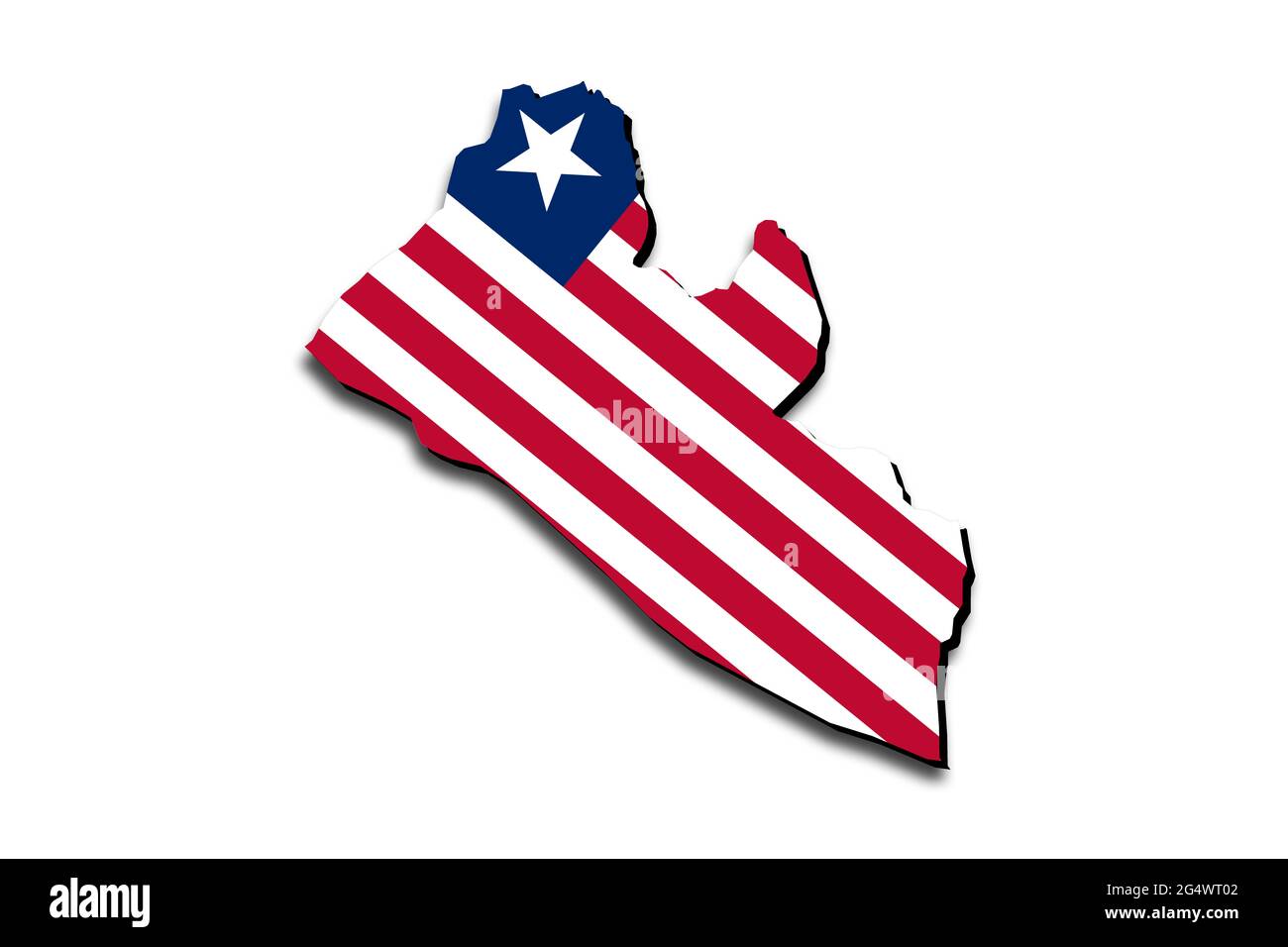 Outline map of Liberia with the national flag superimposed over the ...
