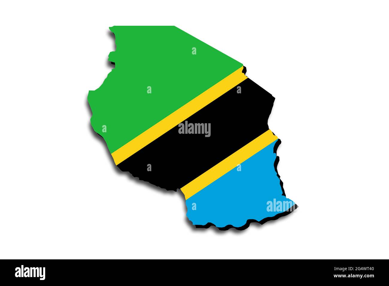 Outline map of Tanzania with the national flag superimposed over the ...