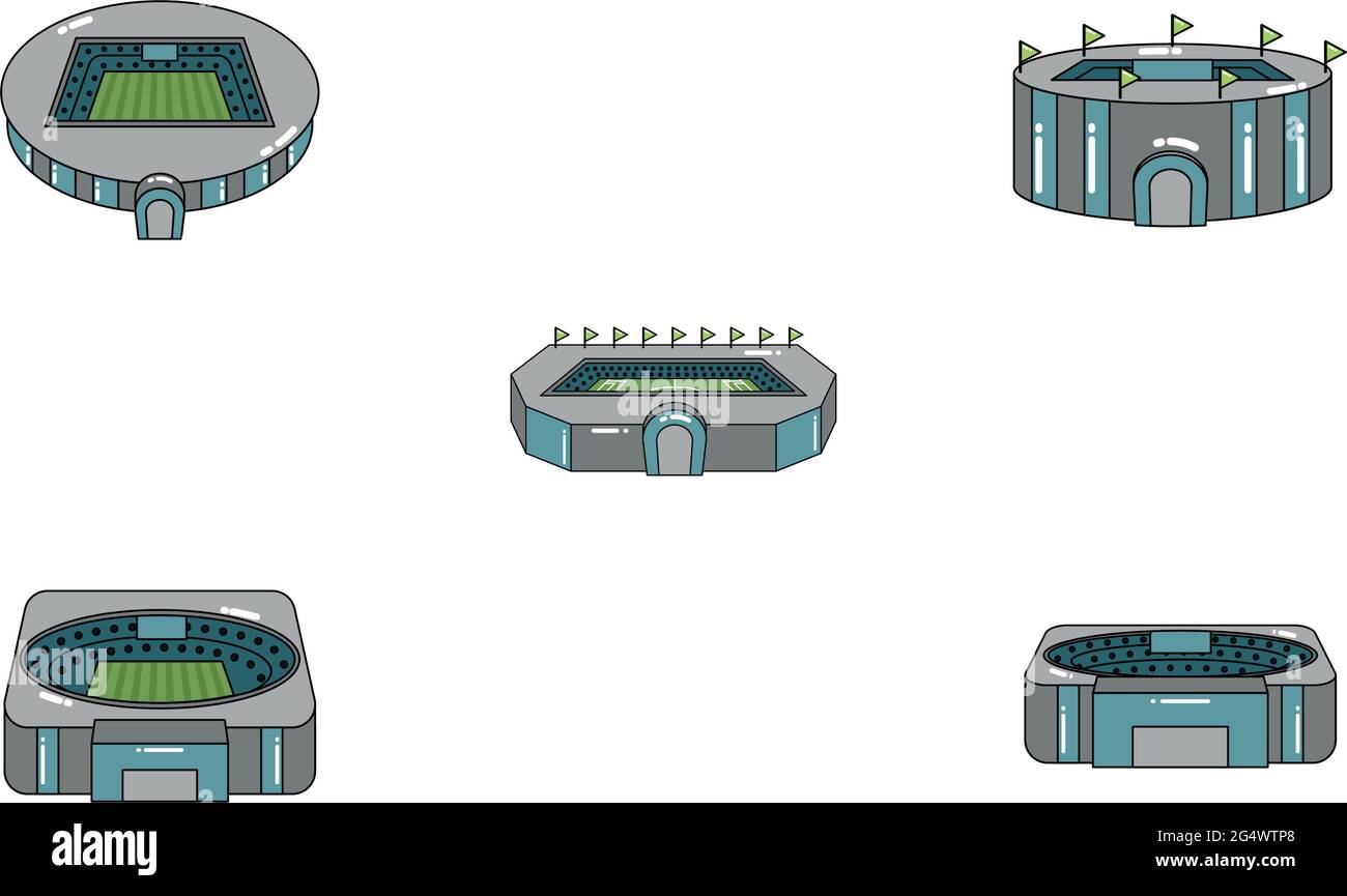 Set of 3D stadiums icons Stock Vector