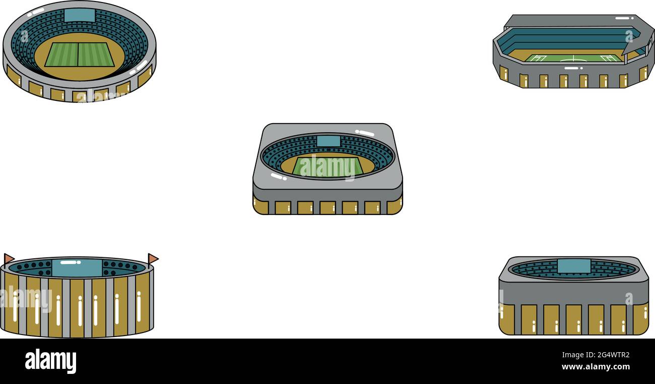 Set of 3D stadiums icons Stock Vector