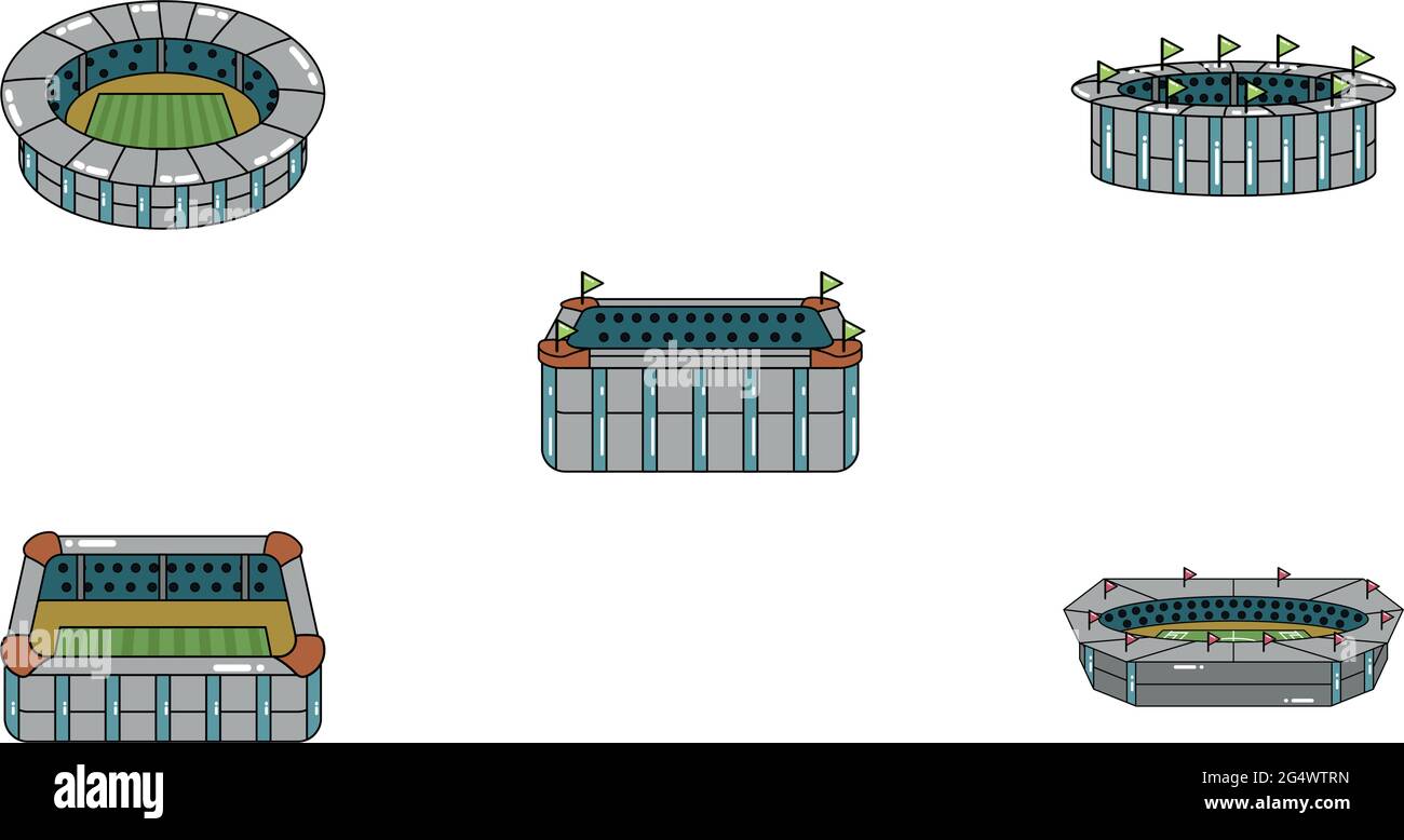 Set of 3D stadiums icons Stock Vector