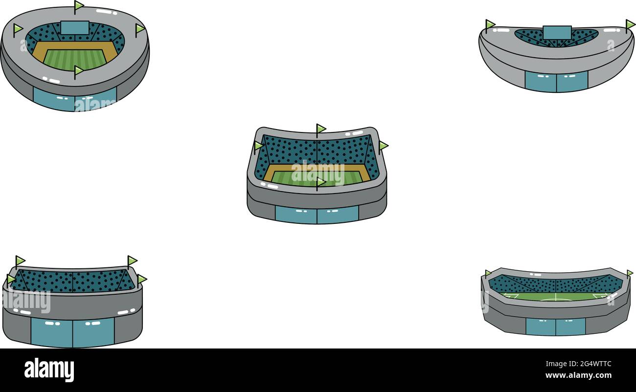 Set of 3D stadiums icons Stock Vector
