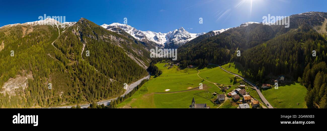 A panoramic view of the  alpine village of Trafoi in Italy's Alto Adige / Sudtirol Alps  Bolzano province, South Tyrol, Italy Stock Photo