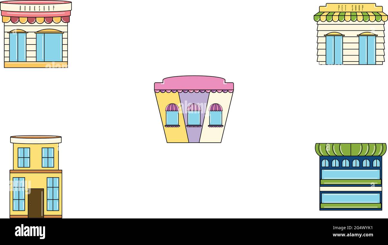 Set of shop buildings icons Stock Vector Image & Art - Alamy