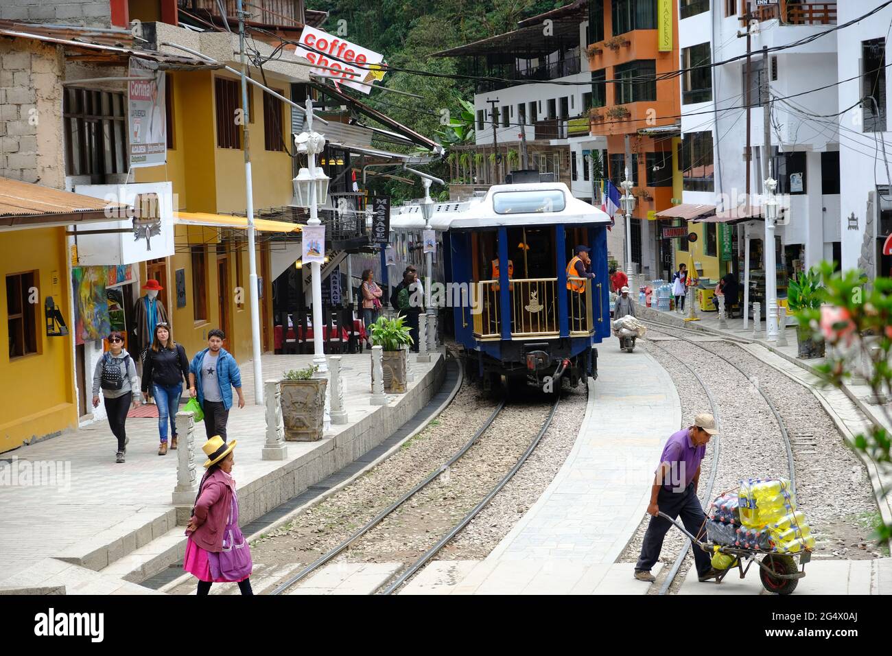 Peru Machu Picchu Aguas Calientes - Train station Stock Photo