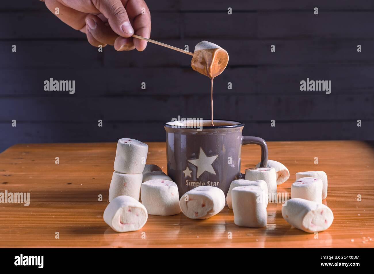 hot chocolate cup with marshmallows white Stock Photo