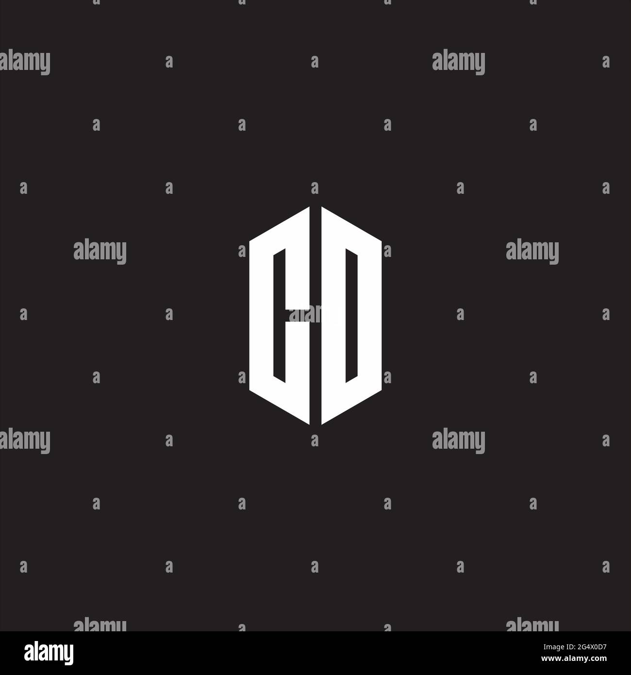 CD Logo monogram with hexagon shape style design template isolated on black background Stock Vector