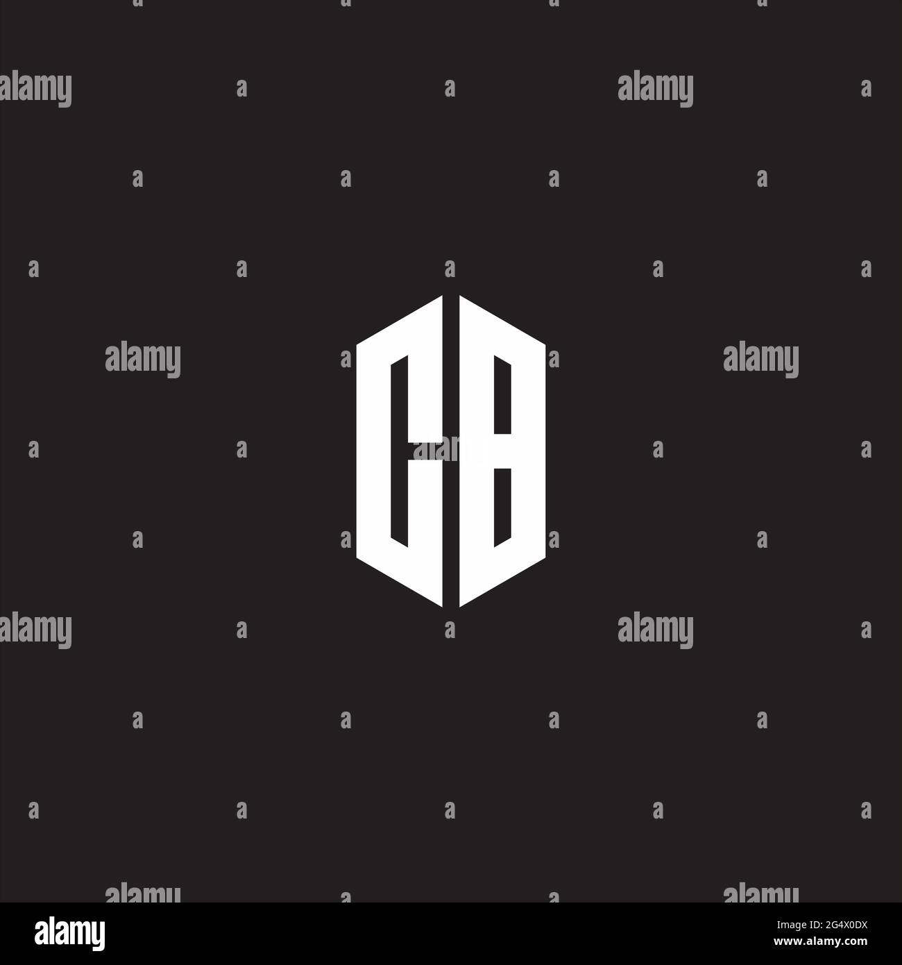 CB Logo monogram with hexagon shape style design template isolated on black background Stock Vector