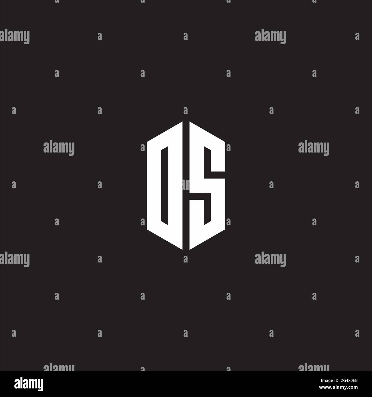 DS Logo monogram with hexagon shape style design template isolated on black background Stock Vector
