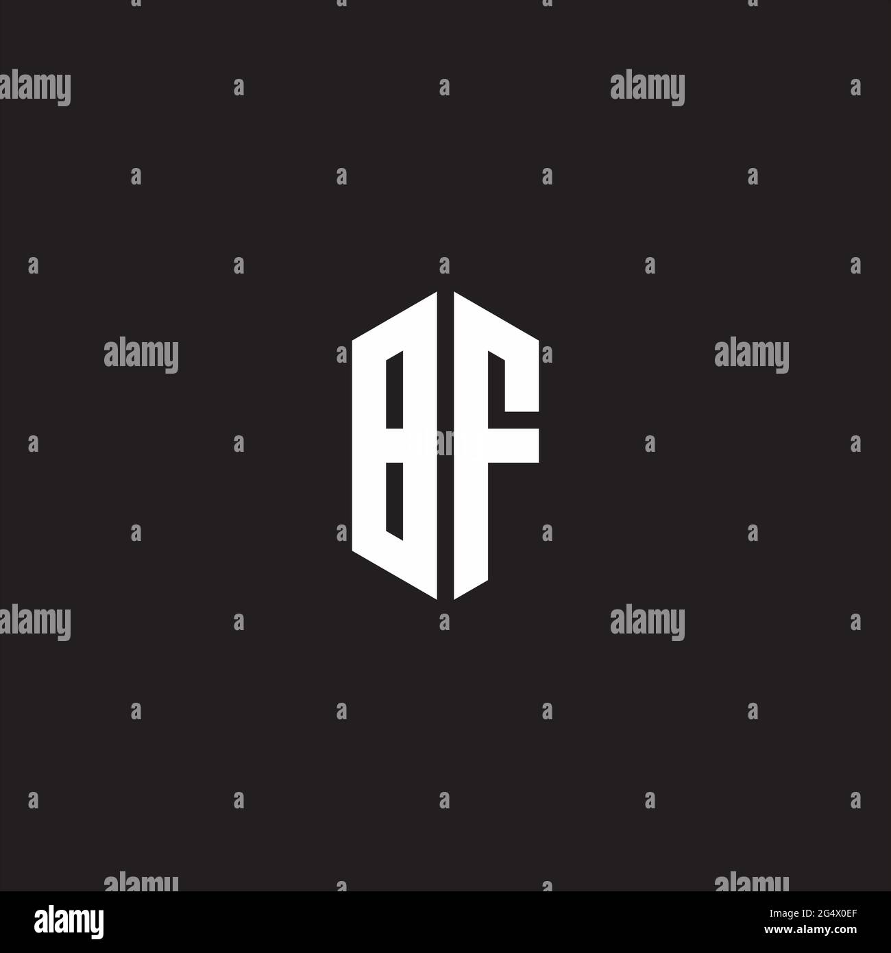 BF Logo monogram with hexagon shape style design template isolated on black background Stock Vector