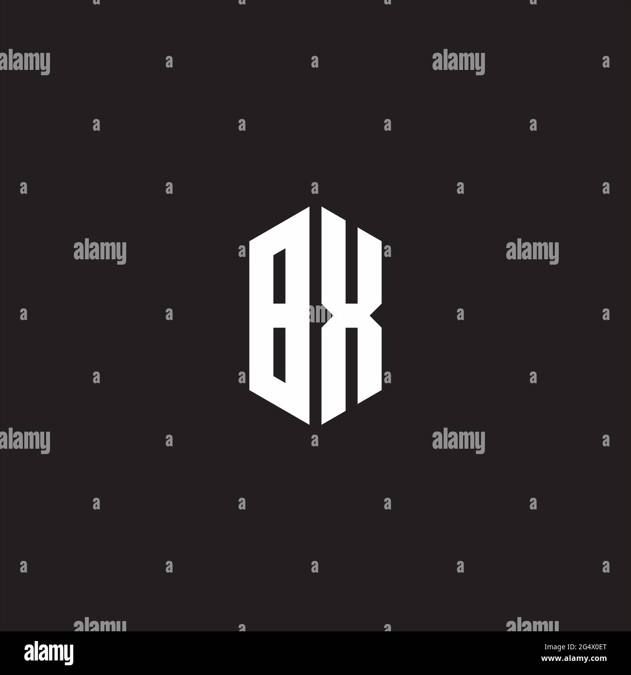 BX Logo monogram with hexagon shape style design template isolated on black background Stock Vector