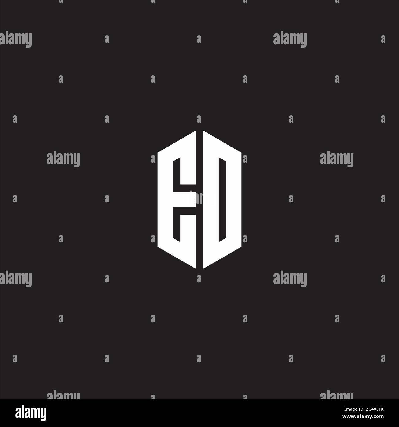ED Logo monogram with hexagon shape style design template isolated on black background Stock Vector