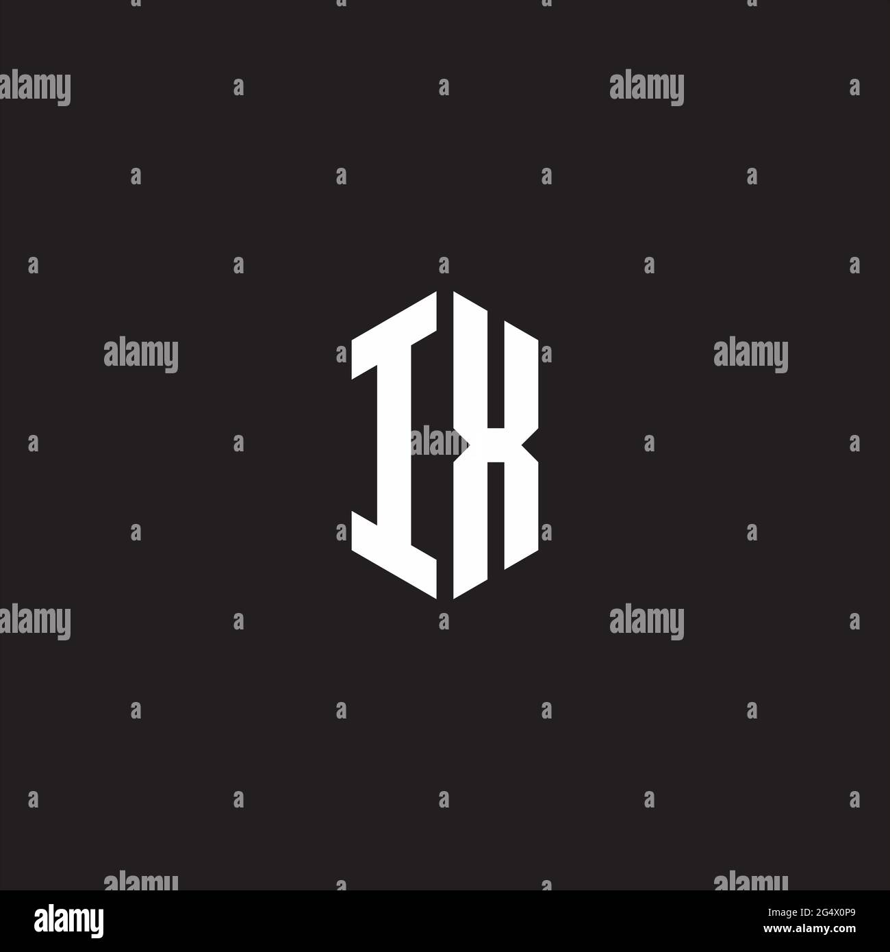 IX Logo monogram with hexagon shape style design template isolated on black background Stock Vector
