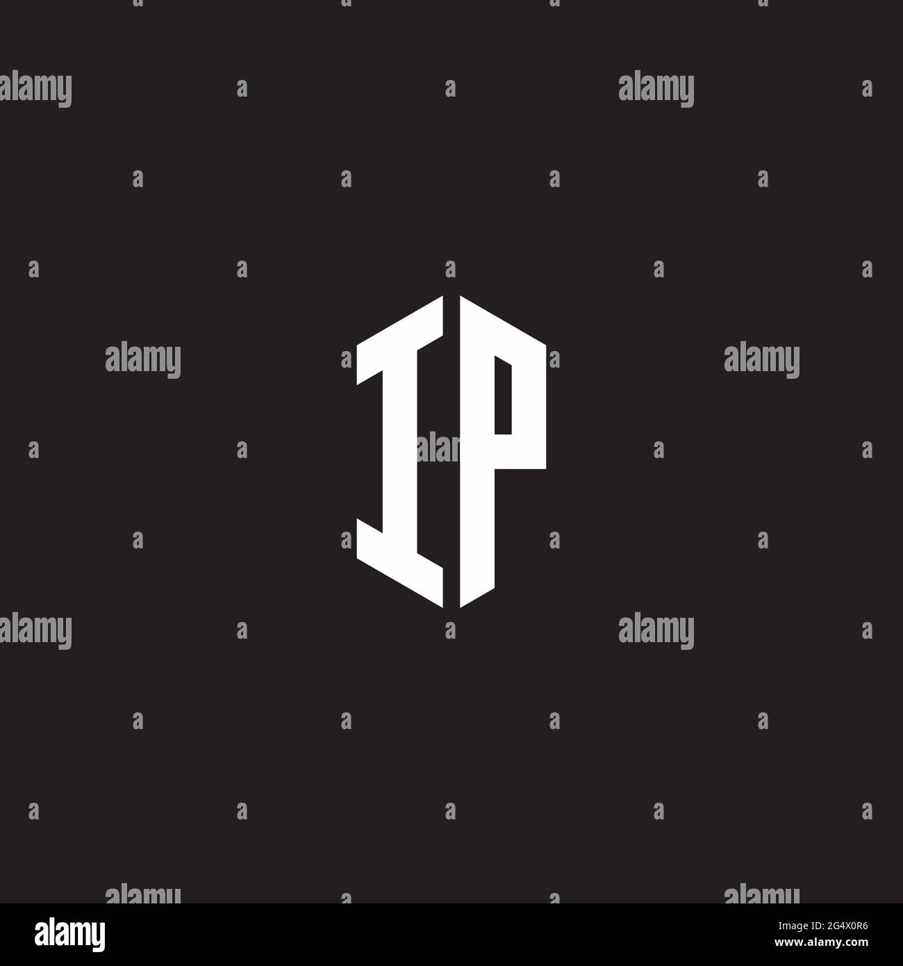 IP Logo monogram with hexagon shape style design template isolated on ...