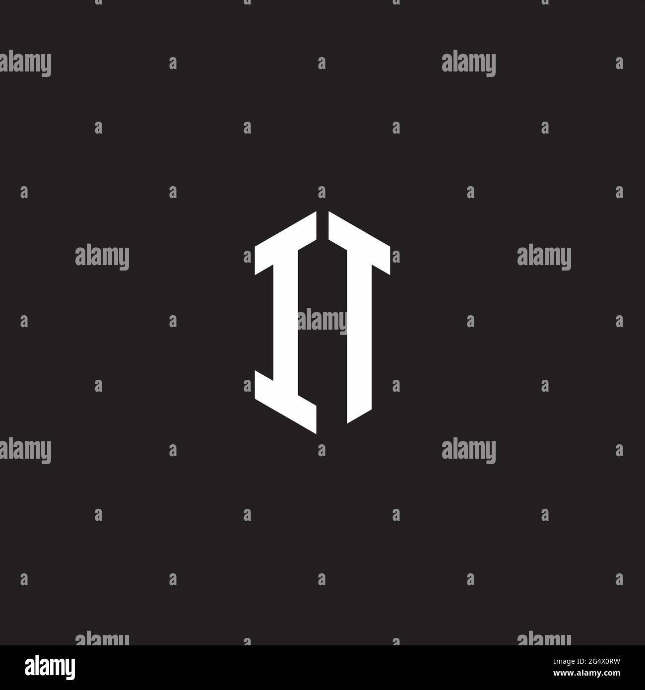 IT Logo monogram with hexagon shape style design template isolated on black background Stock Vector