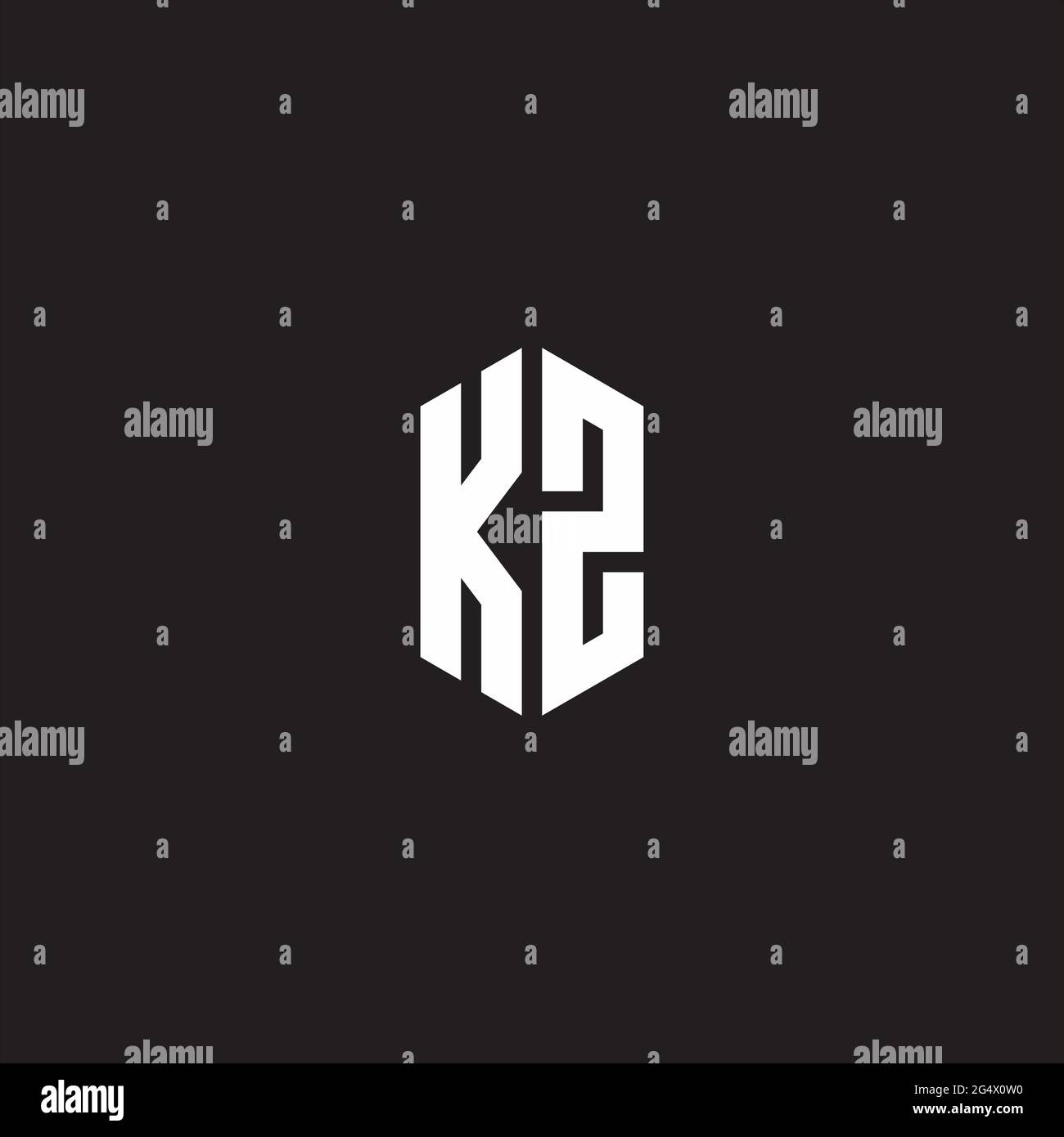 KZ Logo monogram with hexagon shape style design template isolated on ...